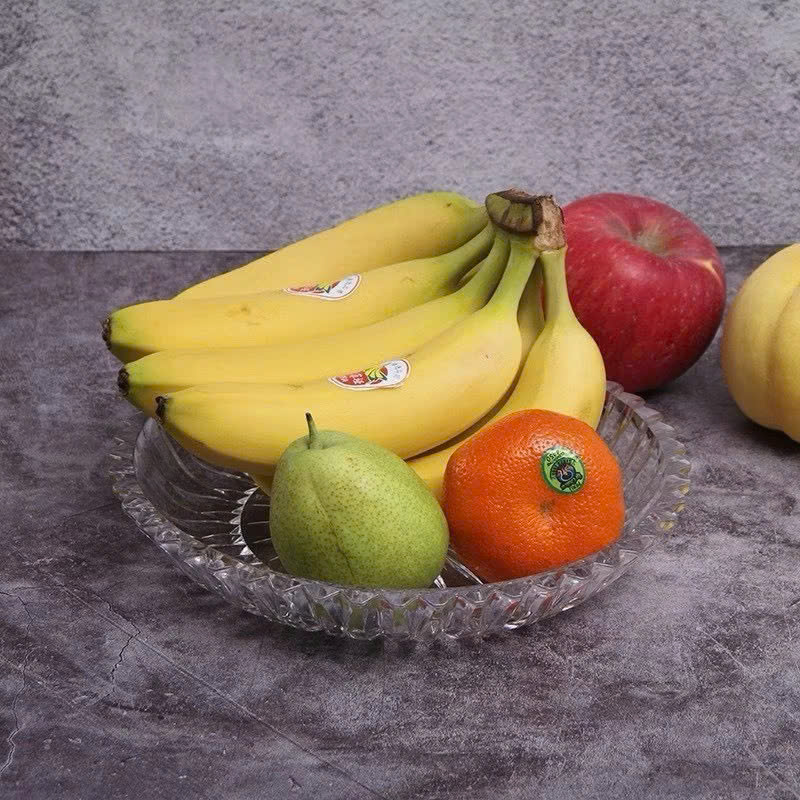 Dĩa Thủy Tinh Sâu Lòng, Đĩa Thuỷ Tinh Cao Cấp Hình Tròn 28.5cm Chưng Trái Cây Vàng Trắng - Hàng Loại 1 Chính Hãng MINIIN