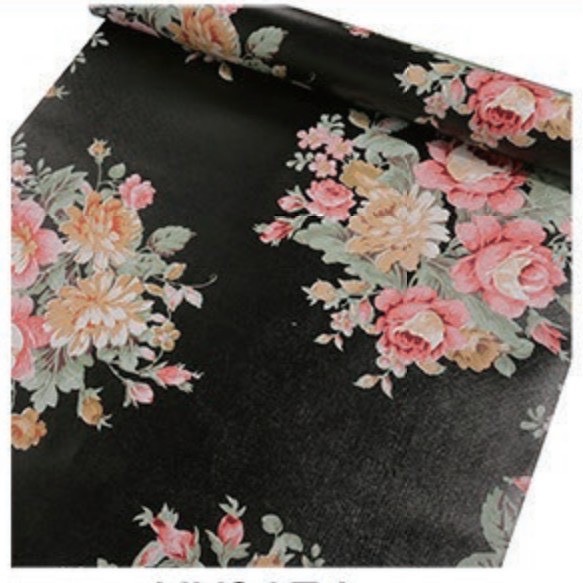 Combo 10 mét giấy dán tường, decal dán tường trang trí nhà cửa HOA PHÙ DUNG ĐEN khổ 45cm