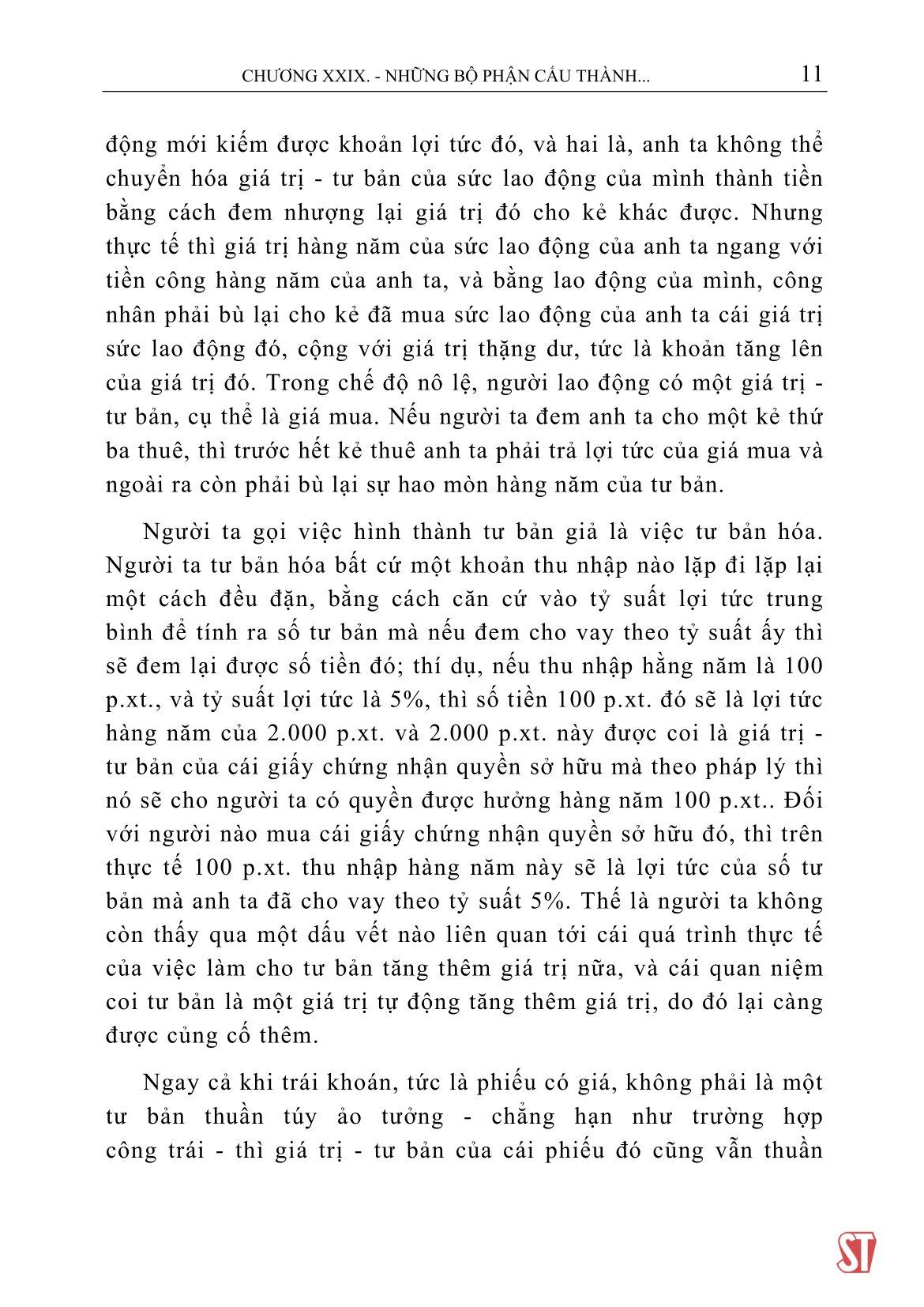 Tư Bản - Phê Phán Khoa Kinh Tế Chính Trị - Tập Thứ Ba - Quyển III: Toàn Bộ Quá Trình Sản Xuất Tư Bản Chủ Nghĩa. Phần Thứ Hai (Chương XXIX - LII)