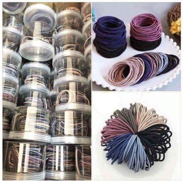 HỘP CHUN BUỘC TÓC 100 CÁI PHỐI MÀU ĐẸP - Shop Dathang1688