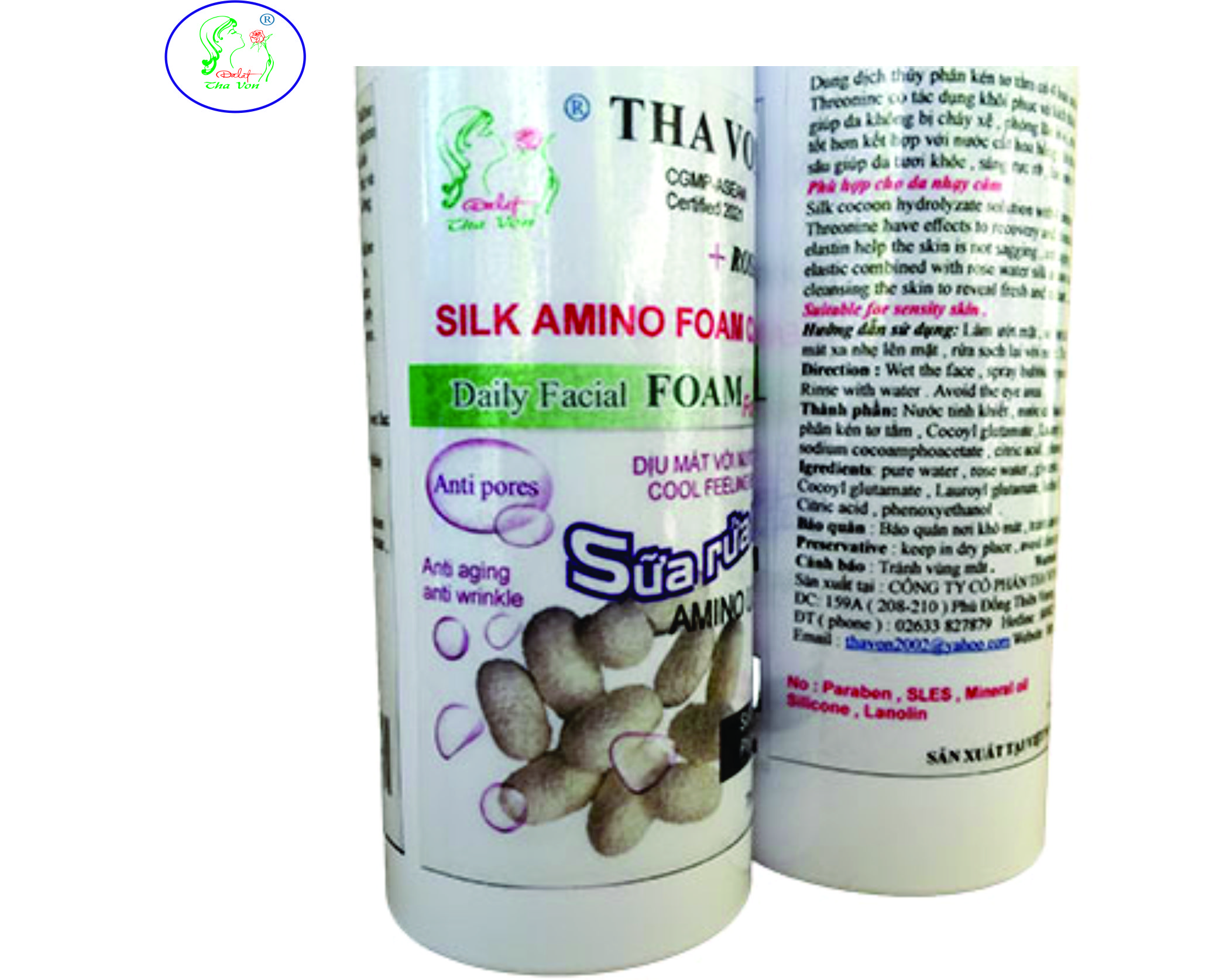 Sữa Rửa Mặt Amino Lụa Tơ Tằm Tha Von 150 ml tẩy nhẹ và sâu giúp da tươi khỏe , sáng rực rỡ , làm mờ vết nhăn da , se khít lỗ chân lông , phòng lão hóa