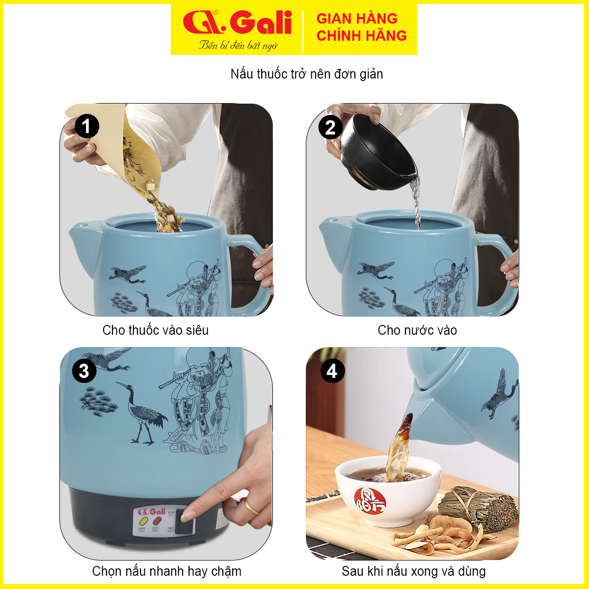 Ấm Sắc Thuốc Gali GL-1802 GL-1800 GL-1801 GL-1821 GL-1822 GL-1805 GL-1815. Dung tích 3,3L-4L, đa chức năng nấu các loại thuốc Bắc, Nam, Thảo Dược,... thân bằng gốm sứ cao cấp chịu nhiệt tốt. Bảo hành chính hãng. Siêu Sắc Thuốc, Ấm Nấu Thuốc