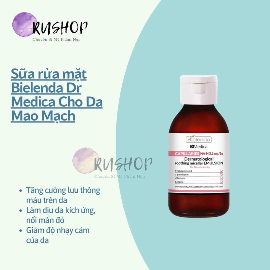 Sữa rửa mặt Dr Medica cho da mao mạch (hồng)