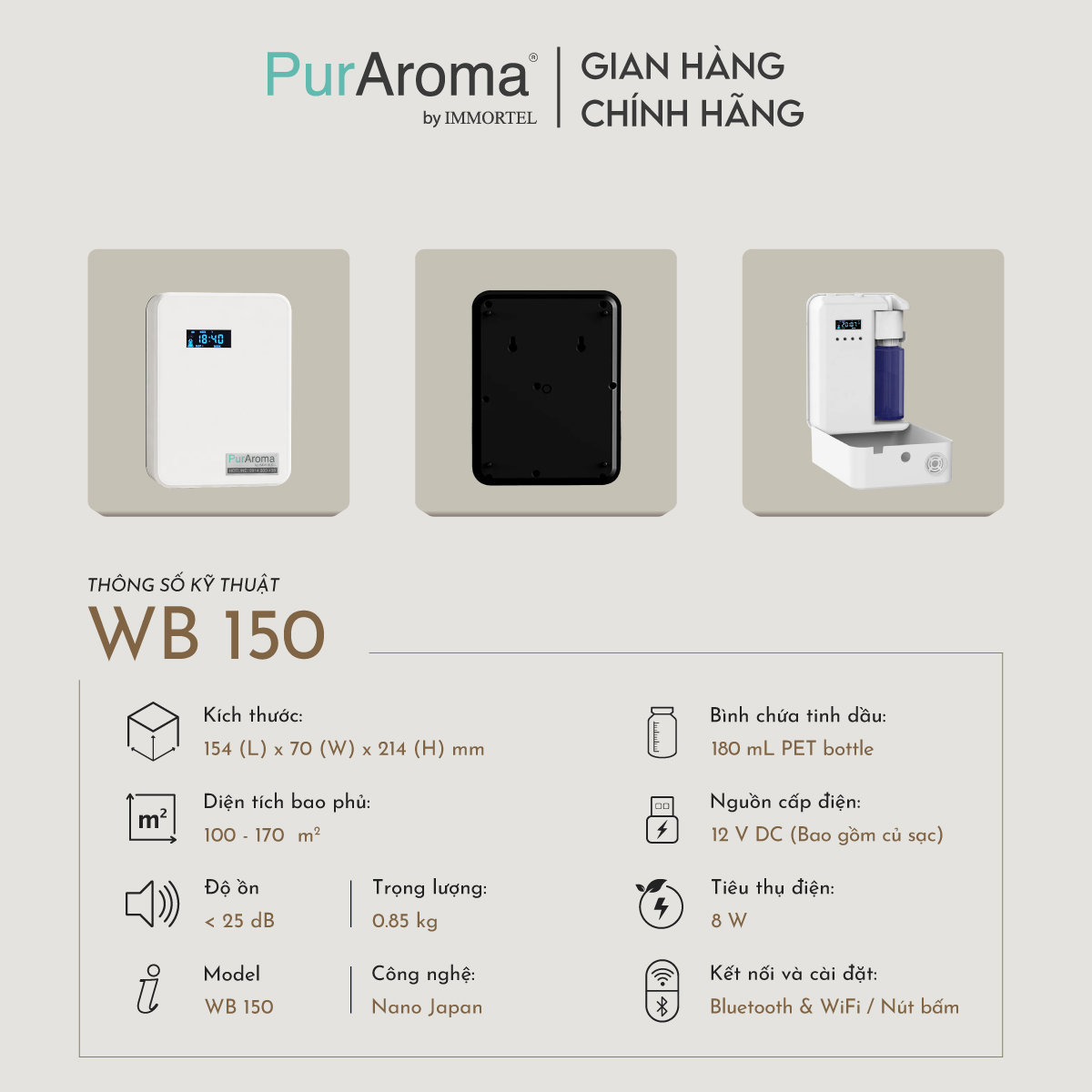 Máy Khuếch Tán Công Nghiệp PurAroma WB 150 - Công Nghệ Nano Khuếch Tán Siêu Âm