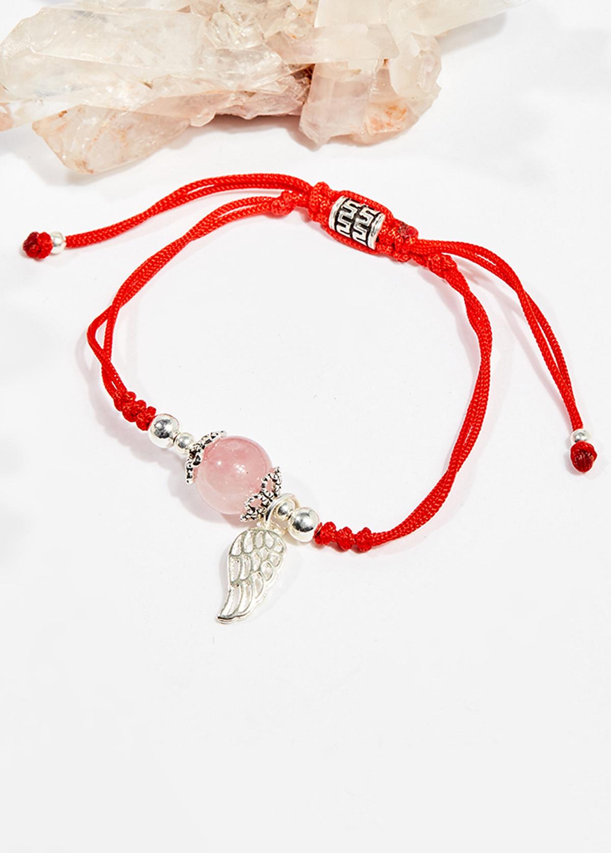 Vòng tay thắt dây đỏ đá thạch anh hồng mệnh hỏa , thổ - Ngọc Quý Gemstones