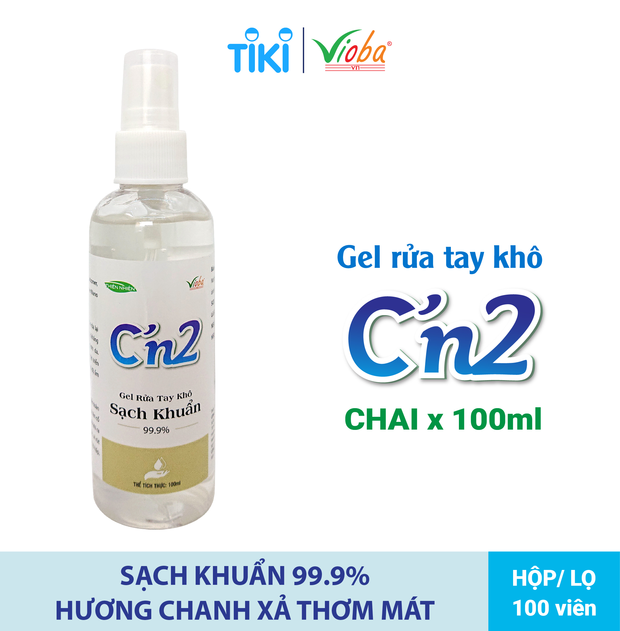 Gel rửa tay khô Cn’2 100ml. Giúp làm sạch nhanh, diệt sạch nhanh 99.9% vi khuẩn,  phòng các bệnh lây nhiễm chéo. Bảo vệ sức khỏe gia đình bạn.