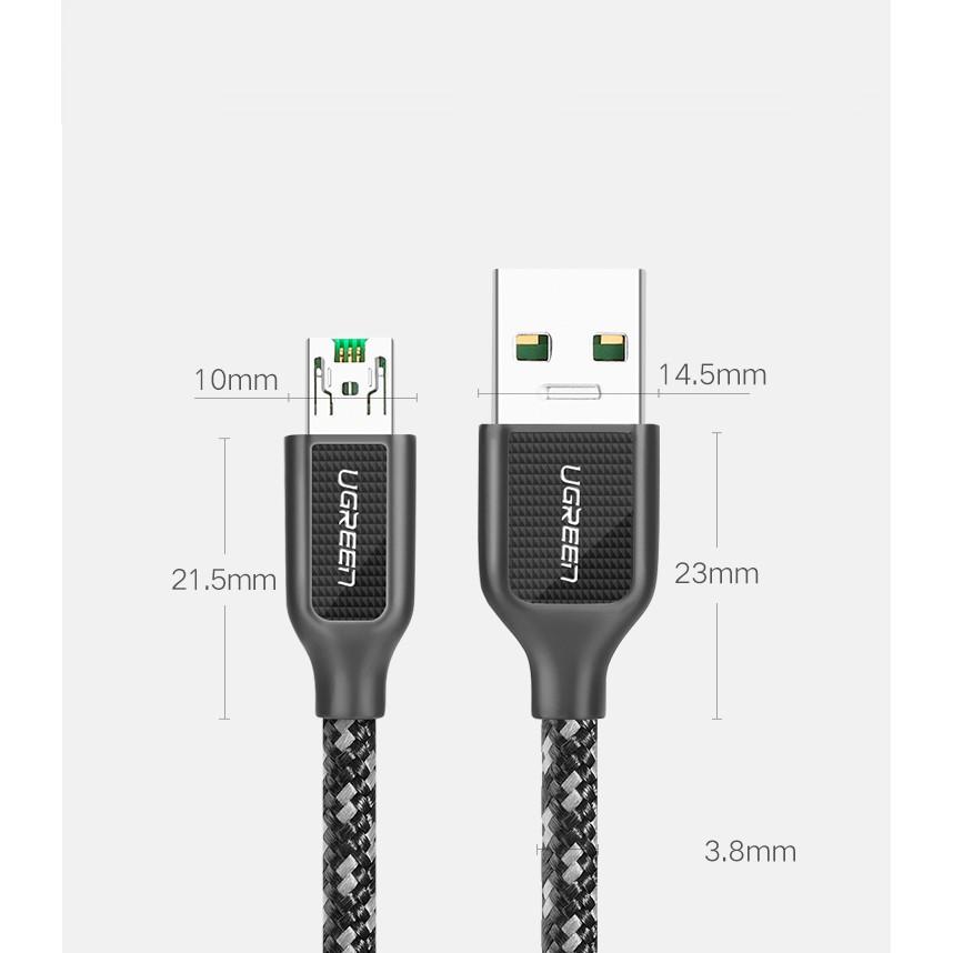 Cáp sạc nhanh Micro USB UGREEN US271 5V/4A cho Oppo R9 / Oppo R9S/ Oppo R11 / Oppo R11 Plus / F1 Plus dài 0.25m - 1m - Hàng chính hãng