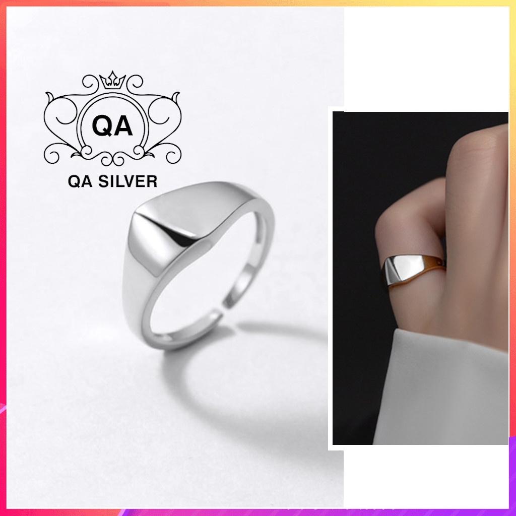 Nhẫn bạc 925 bản to form nhỏ ngón út khuyên kẹp vành nam nữ S925 MINIMAL QA Silver Ring RI220901