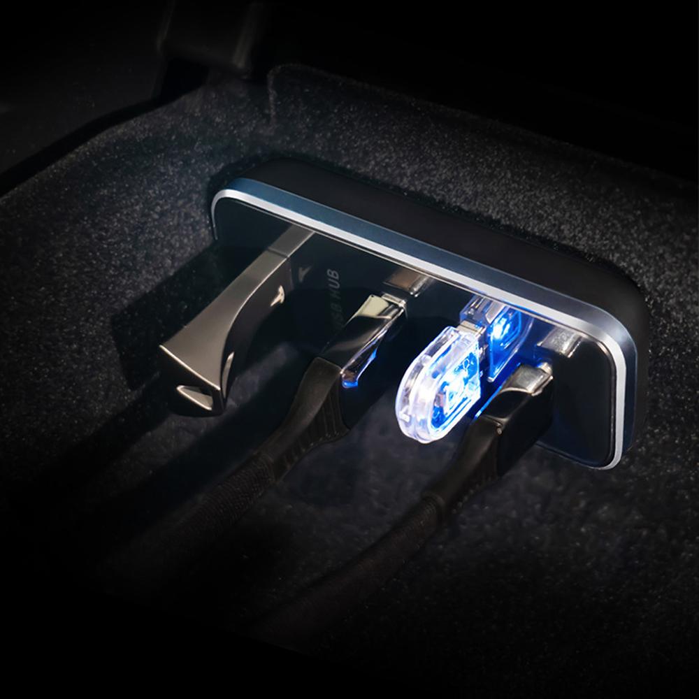 In-car Hub USB Docking Station Car Gloves Box USB Splitter 4-in-1 USB Adapter Auto Recharge Accessories for Model 3/Y