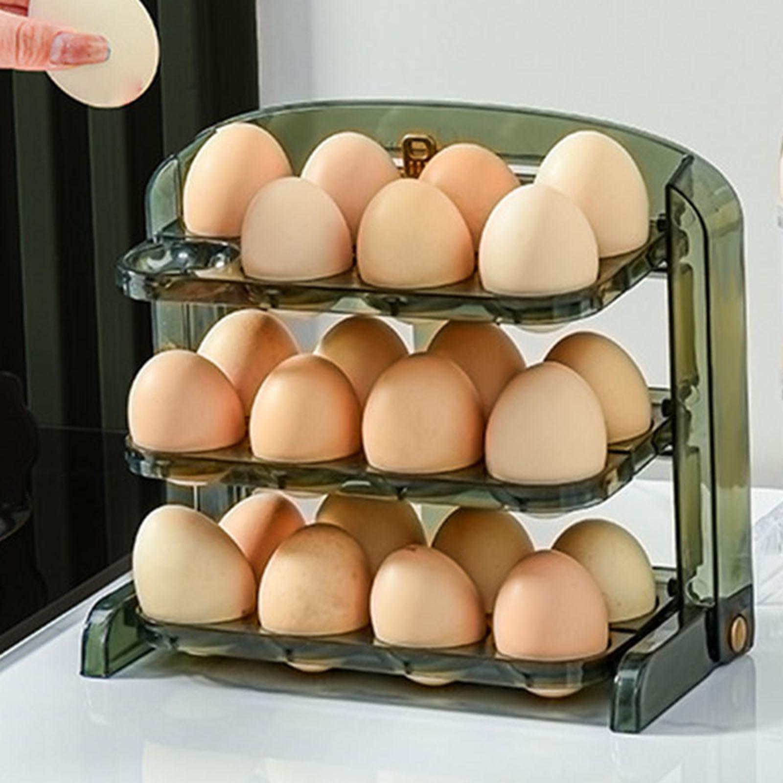Creative overturn Egg Box Three Layers Stackable Organizer Bin for Freezer