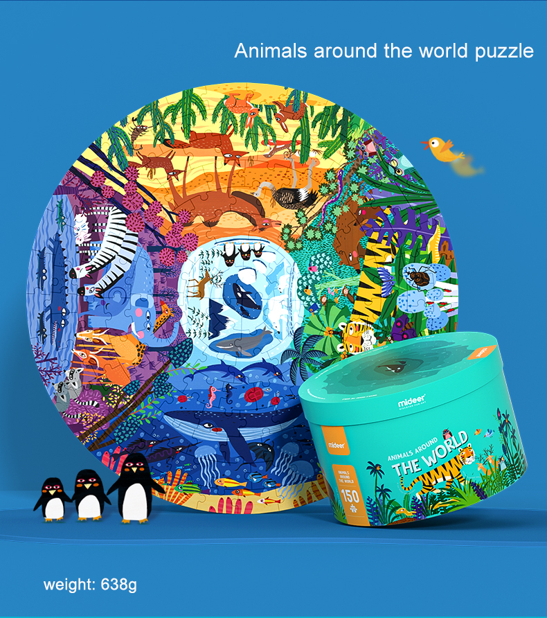 Mideer Puzzle Animals Around The World 150 pcs - Bộ xếp hình 150 miếng Thế Giới Động Vật