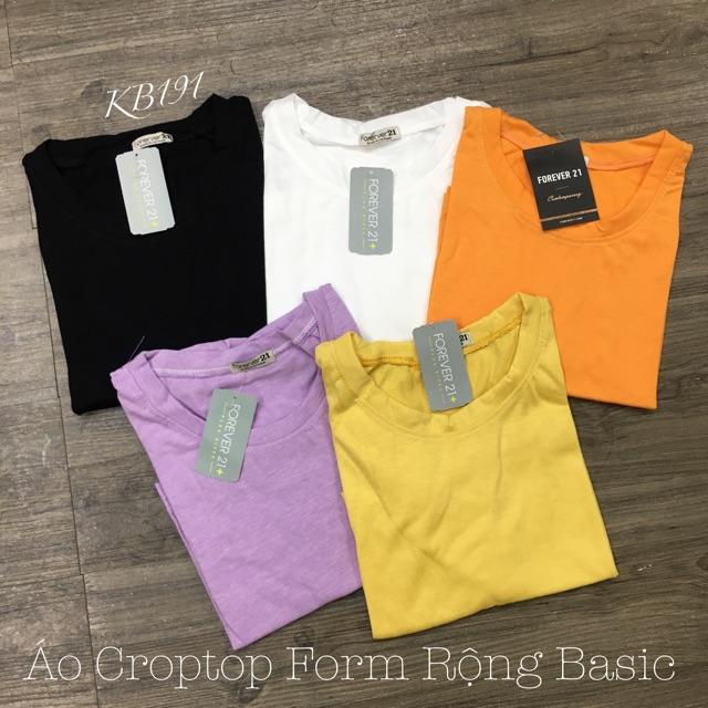 Áo Croptop Form Rộng Basic - Áo Croptop Cổ Tròn Form Rộng Tay Lỡ AN03