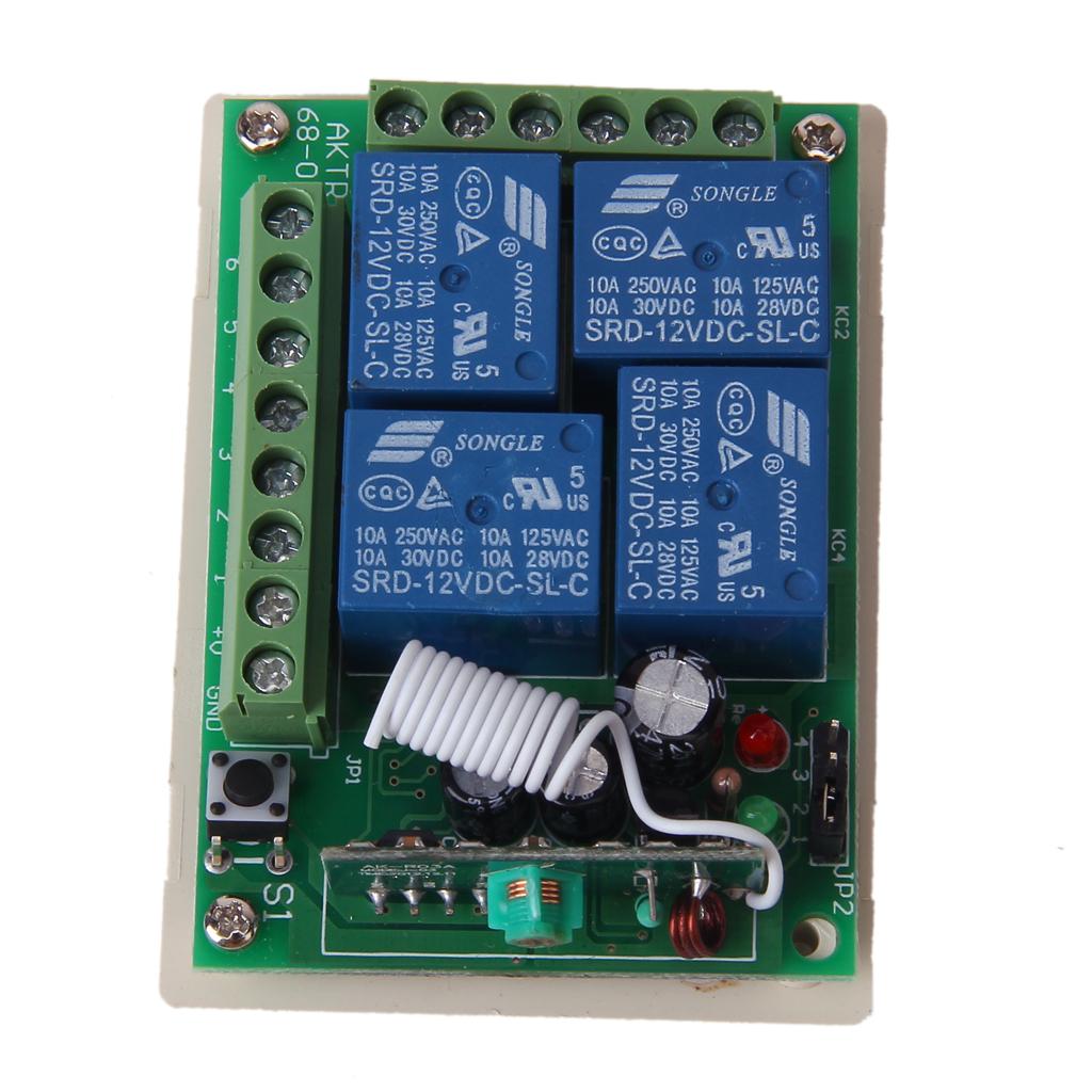 4CH / 4-Channel 433MHZ RF Wireless Remote Control & Receiver 12V DC