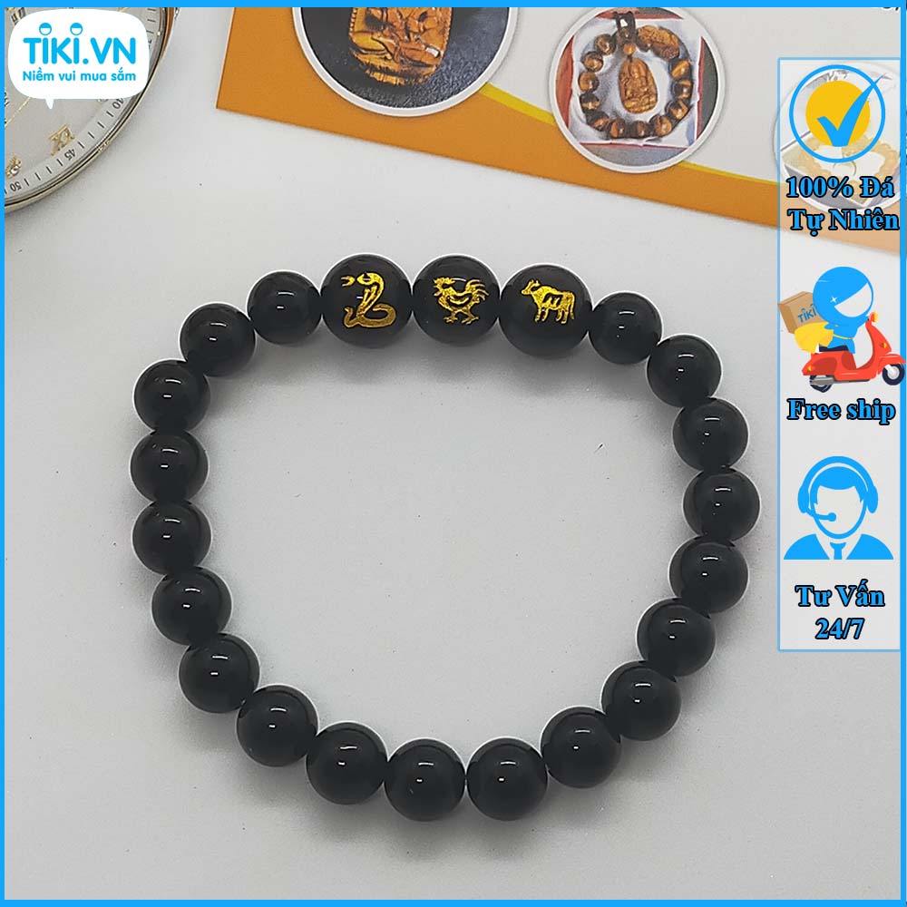 Vòng tam hợp tỵ dậu sửu thạch anh vàng TH051 - Vòng tay tam hợp quý nhân - Vòng tay tam hợp bằng đá cho người tuổi tỵ dậu sửu
