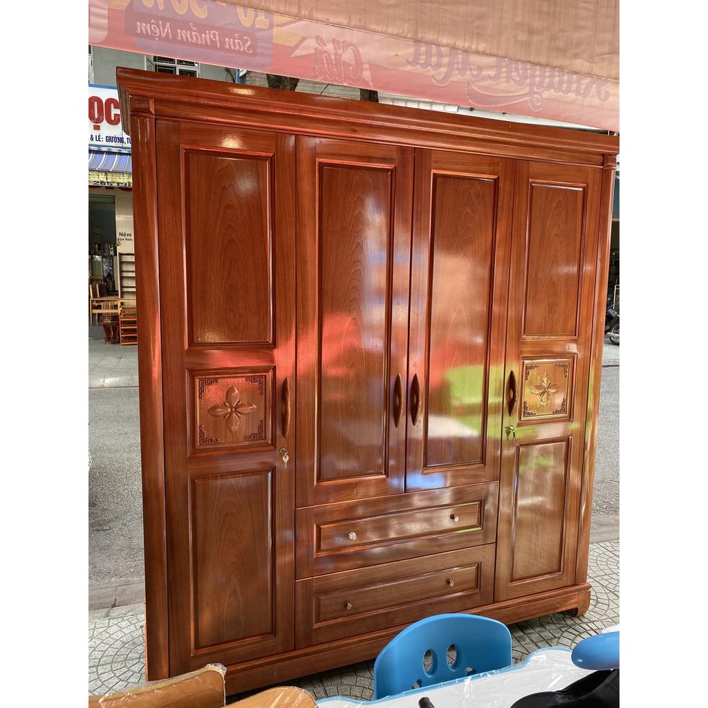 Tủ quần áo xoan đào hoa thị 4 cánh