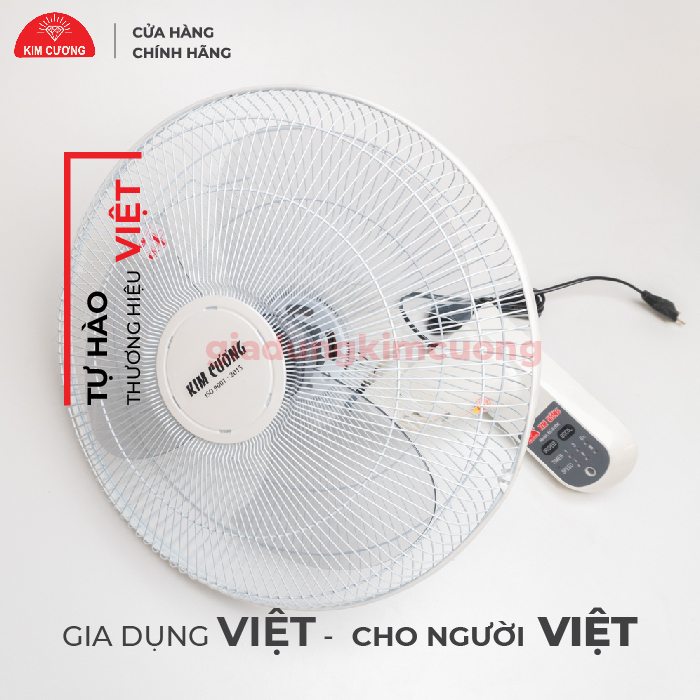 Quạt Treo Tường Remote Kim Cương - Điều Khiển Từ Xa - Hàng Chính Hãng