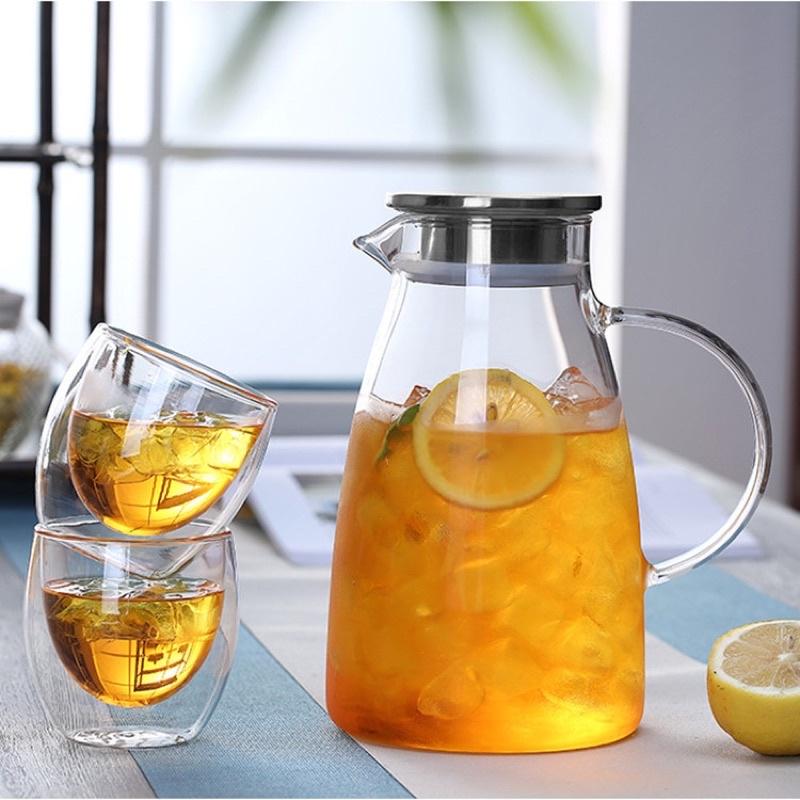 Bình đựng nước Dáng Trụ 1.5L-2L , Bình nước thủy tinh cao cấp chịu nhiệt borosilicate