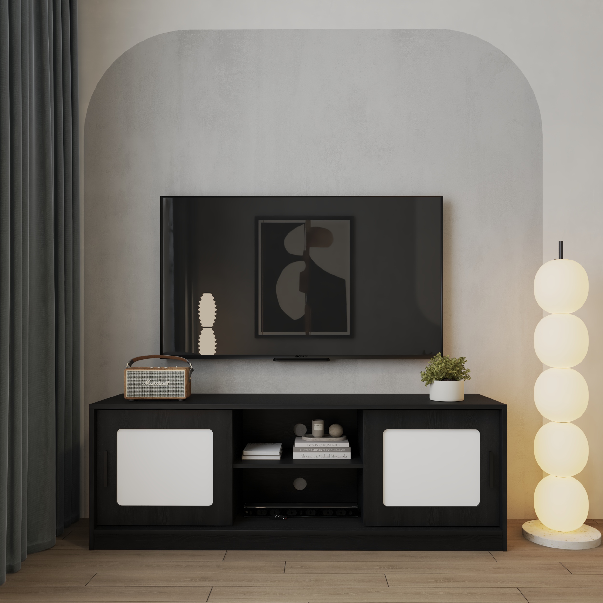 HAPPY FURNITURE , Kệ TV 2 cửa lùa - TASY ,KTV_101, 160cm x 42cm x 56cm DxRxC