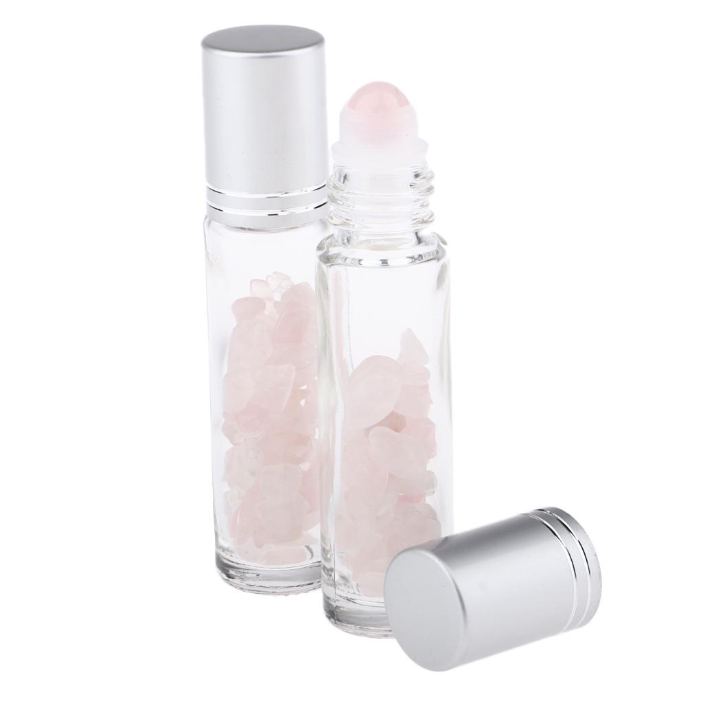 4 Pieces 10ml Empty Glass Oils Perfume Aromatherapy Roll-on Bottles Pink+Purple