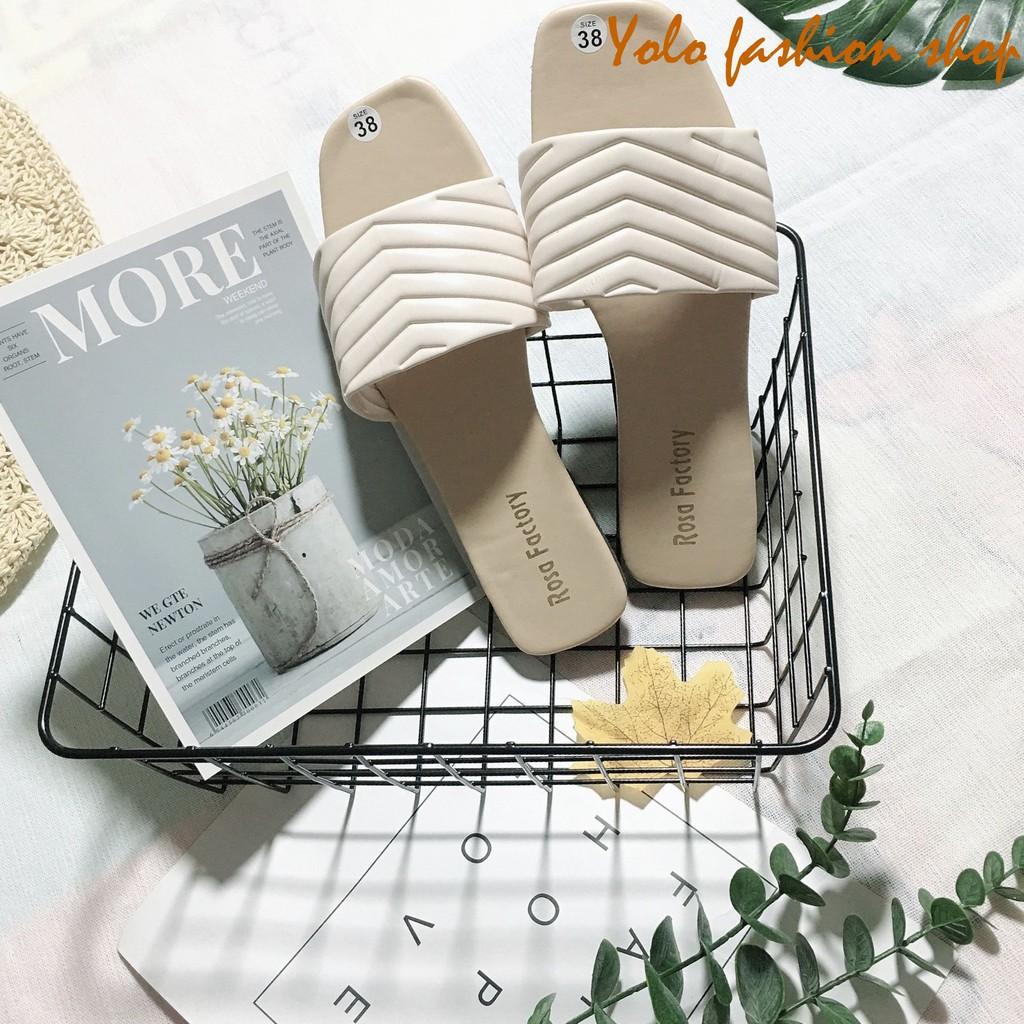 Hình thật-DL26-Dép lê nữ quai ngang chữ V da mềm êm chân