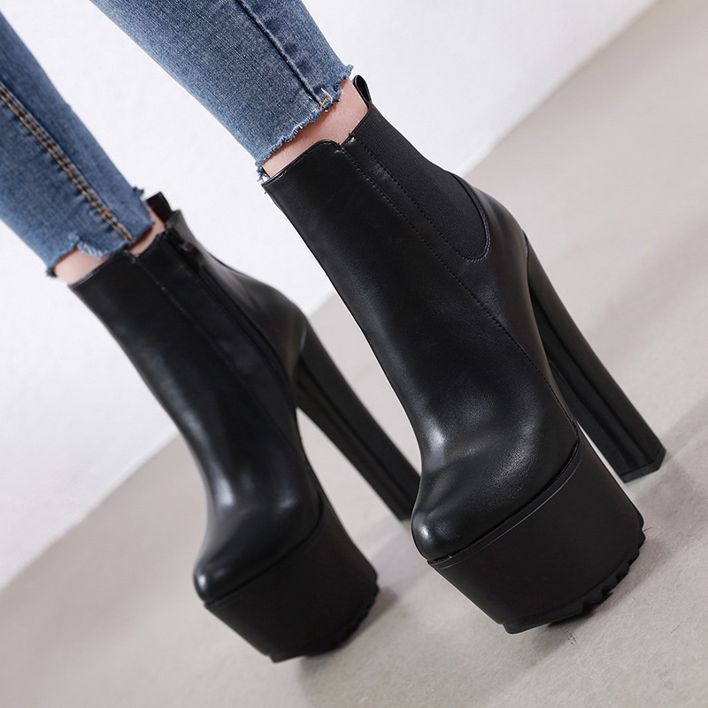 Giày boot nữ cổ ngắn cao gót 16cm SÀNH ĐIỆU GBN88