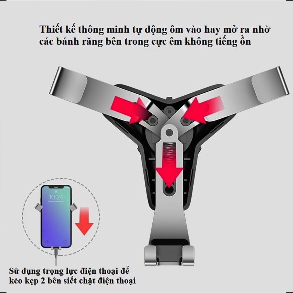 Giá Đỡ Kẹp Điện Thoại Tự Động Cho Xe Hơi, Phụ Kiện Tiện Ích Cho Các Dòng Ô Tô, Dễ Lắp Đặt Và Sử Dụng, Kẹp Chắc Chắn Và An Toàn Cho Thiết Bị, Giúp Lái Xe Dễ Quan Sát Vừa Xem Được Thông Tin Trên Điện Thoại, Hai Màu Thời Trang, Sang Trọng, Chất Liệu Cao Cấp, Nhỏ Gọn Và Tinh Tế