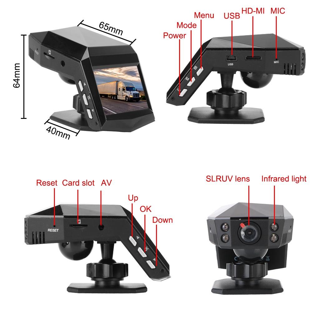 Camera hành trình xe hơi 2 Inch ống kính kép 1080P