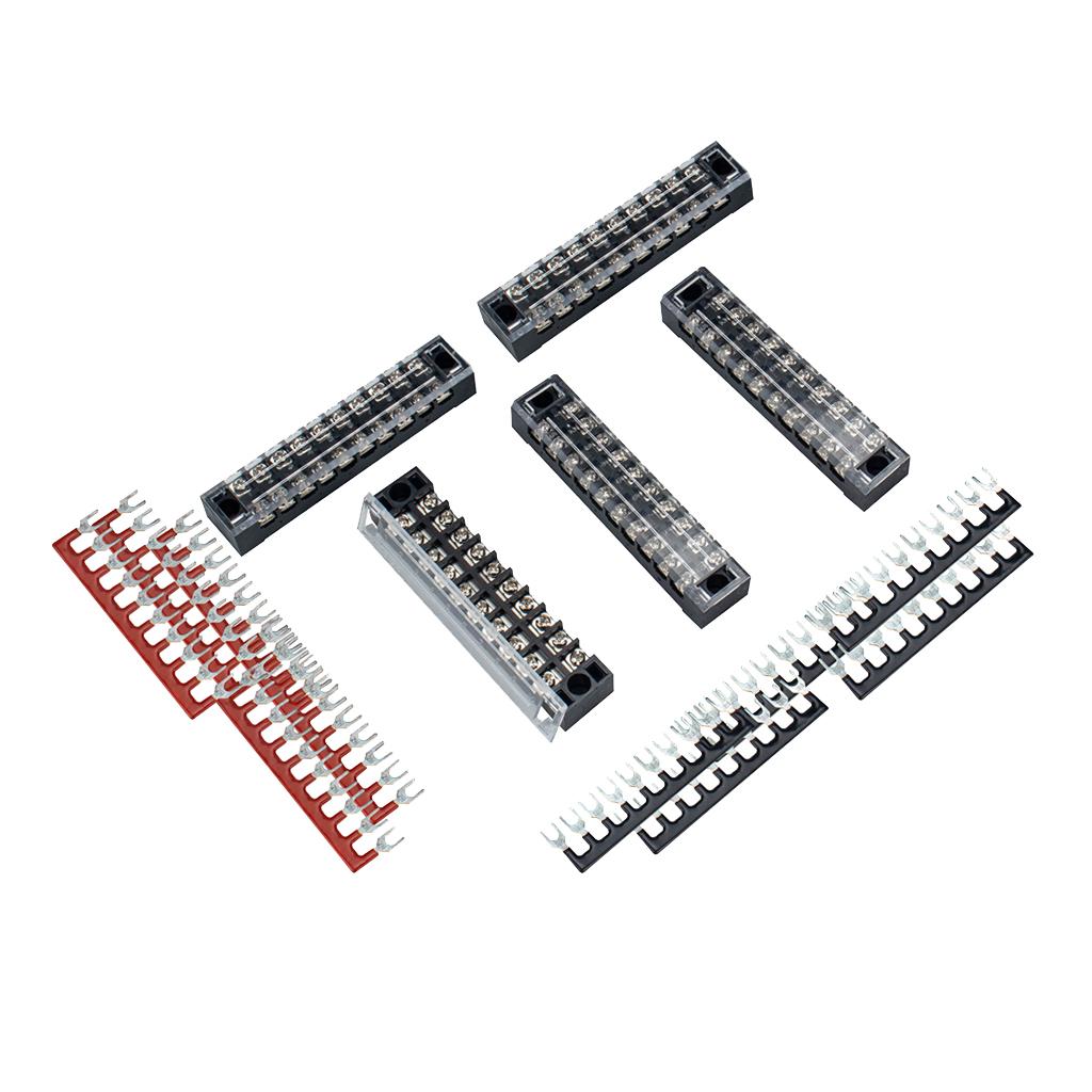 5Pcs 10 Digit Double Row Screw Terminal Block Terminal Protectors