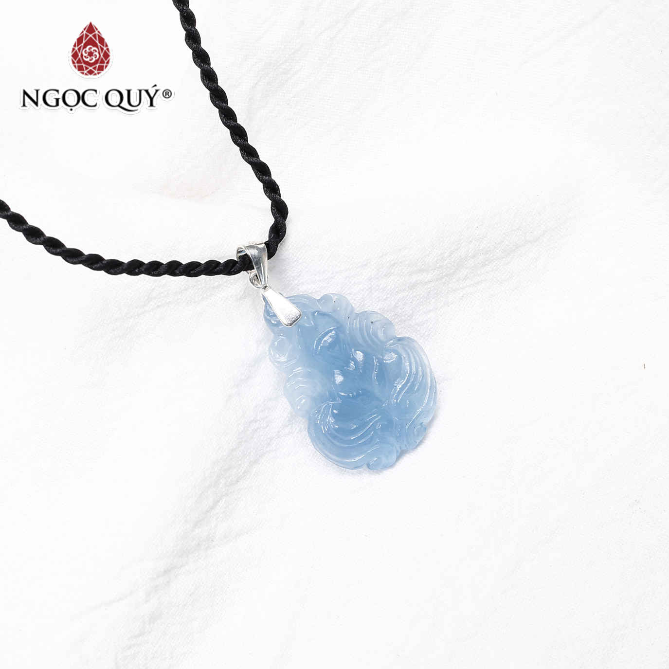 Mặt dây chuyền nữ hoàng hồ ly đá aquamarine mệnh thủy, mộc - Ngọc Quý Gemstones