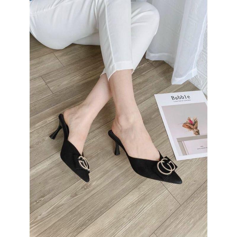 SỤC DA NỈ NHUNG MŨI NHỌN KHUY GG GÓT ĐŨA - 5P