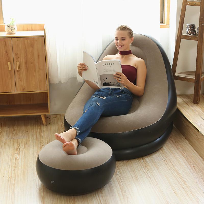 Đậu Túi Sofa Lười Bơm Hơi Gấp Gọn Chống Bẹp Đầu Ngoài Trời Sofa Giường Có Bàn Đạp Thoải Mái Thông Tắc Đường Ống Ghế Sofa Đơn Ghế Đống Lớp Phủ