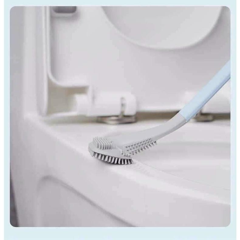 Chổi Cọ Toilet SiliCon Thông Minh Đầu Cong Dạng Chữ L, Kiểu Dáng Gậy Golf Cọ Sạch Sẽ Mọi Ngóc Ngách