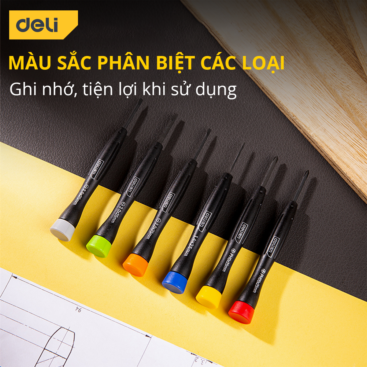 Hình ảnh Bộ Tua Vít Đa Năng Deli Nhiều Màu Sắc, Sử Dụng Nhiều Kích Cỡ, Sửa Chữa Đồng Hồ, Linh Kiện - DL240006