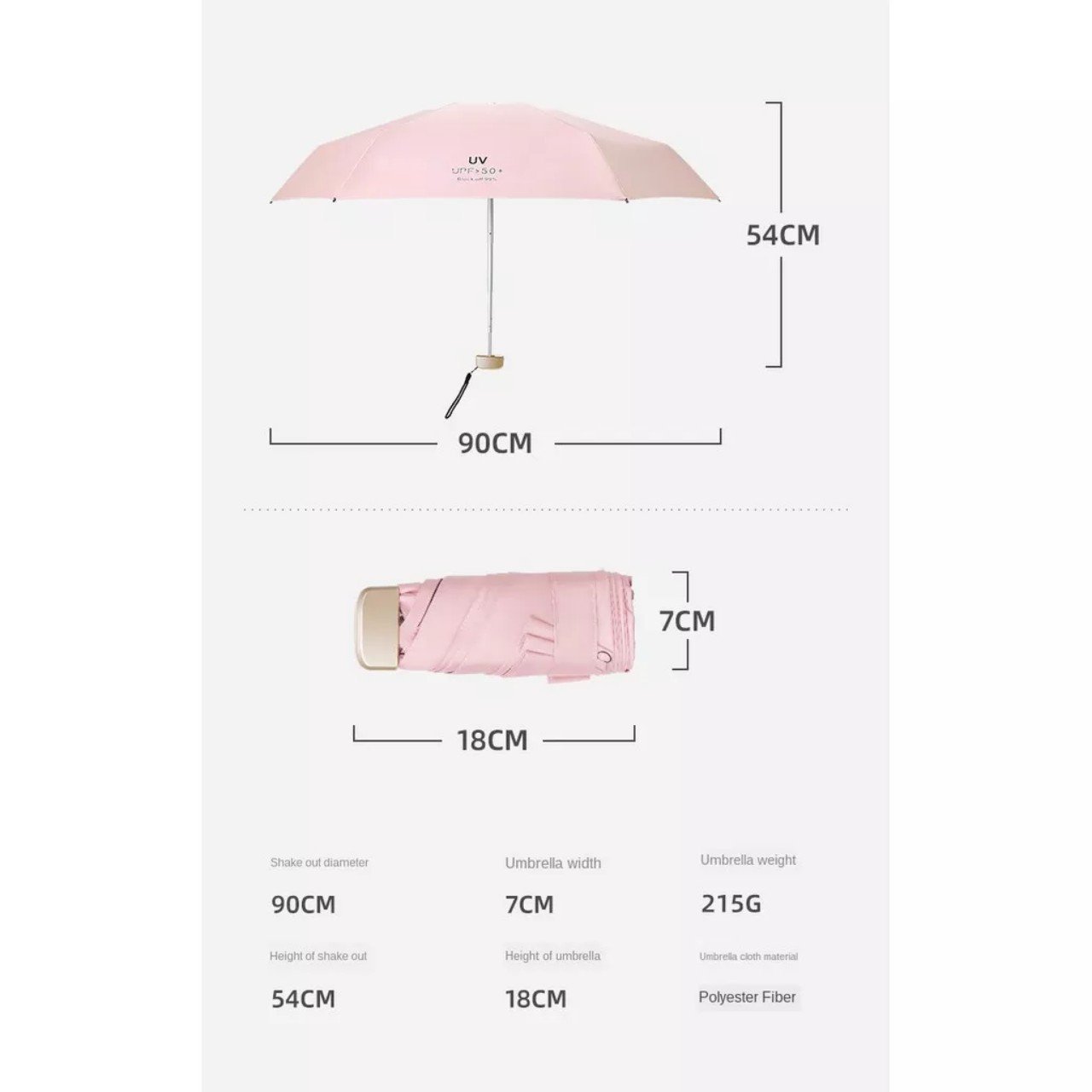 Dù Mini Gấp Gọn UPF50+ 2 Lớp Chống UV Tia Cực Tím - Hàng Chính Hãng MINIIN