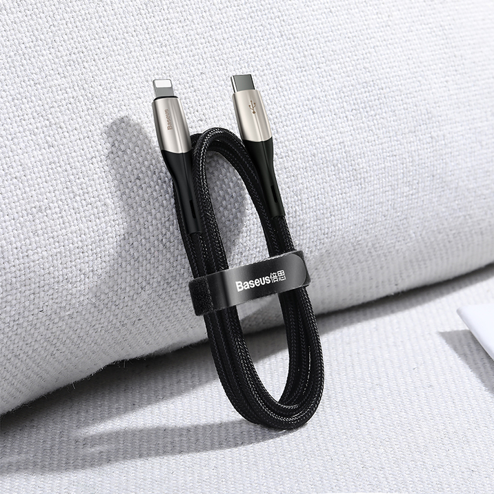 Dây cáp sạc nhanh 18W USB Type C USB C to lighting cho iPad iPhone hiệu Baseus Horizontal (trang bị đèn LED, sạc nhanh chuẩn PD 18W, Công nghệ chống đứt SR) - hàng nhập khẩu