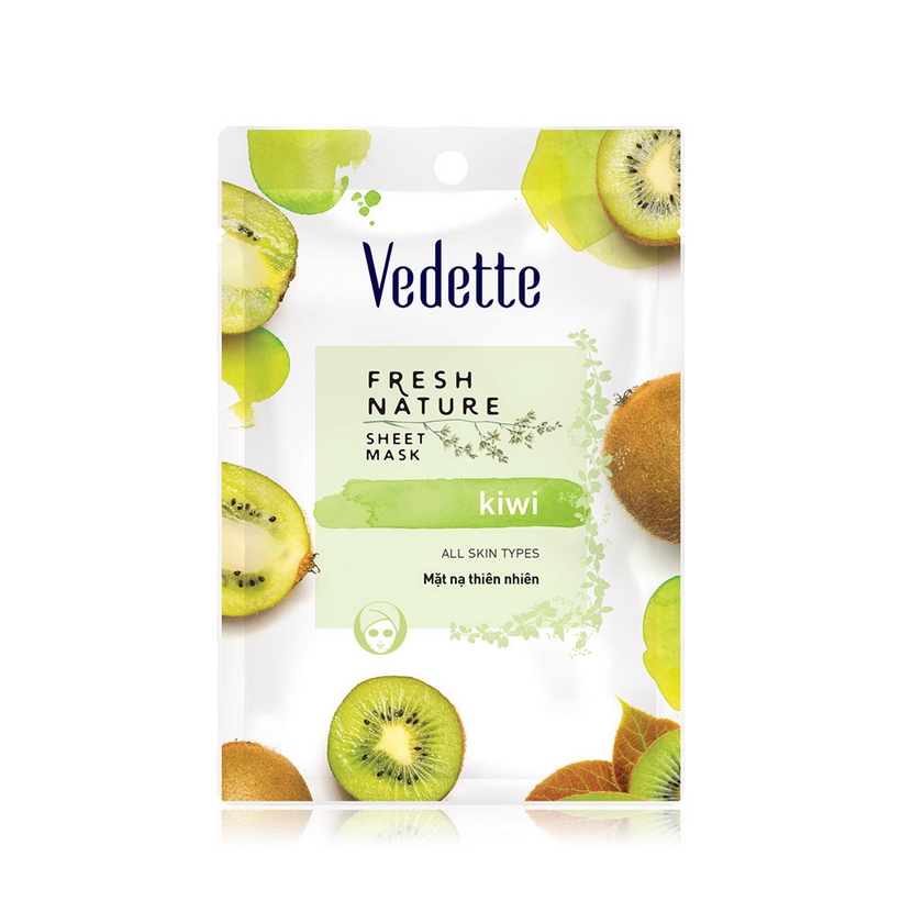 Combo 6 Mặt Nạ Thiên Nhiên Sáng Khỏe Tự Nhiên Kiwi Vedette Fresh Nature Sheet Mask Set Kiwi 25g x 6