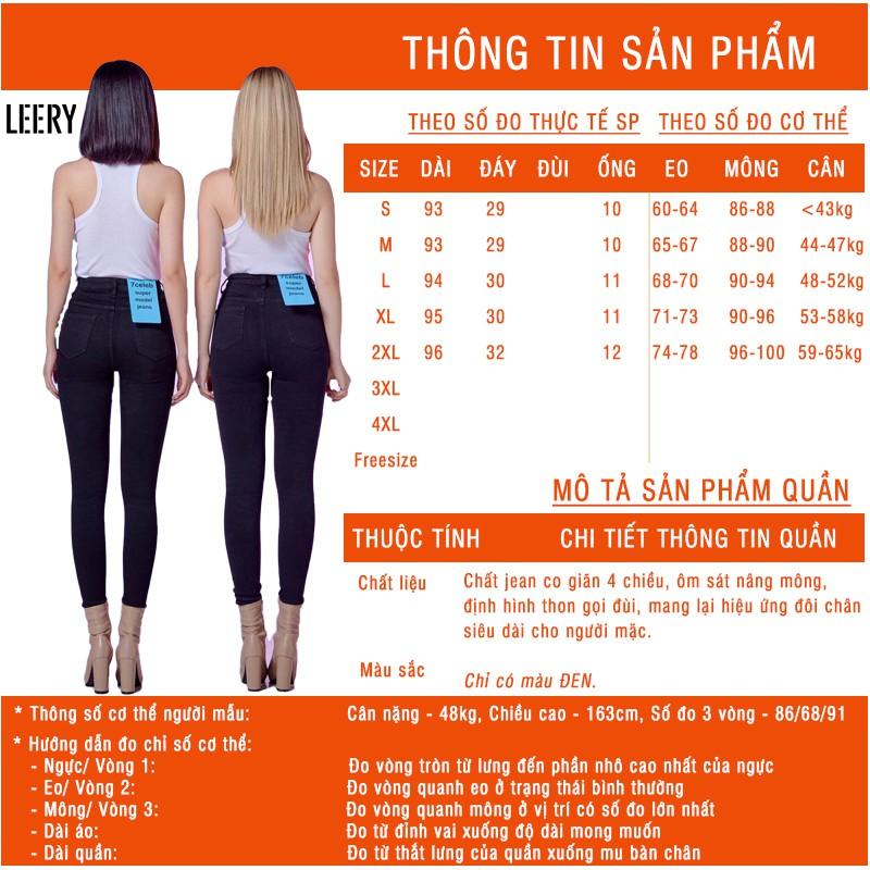 Quần jean nữ LEERY lưng cao, quần tregging chất jean mềm cao cấp dáng skinny nâng mông JEA-01