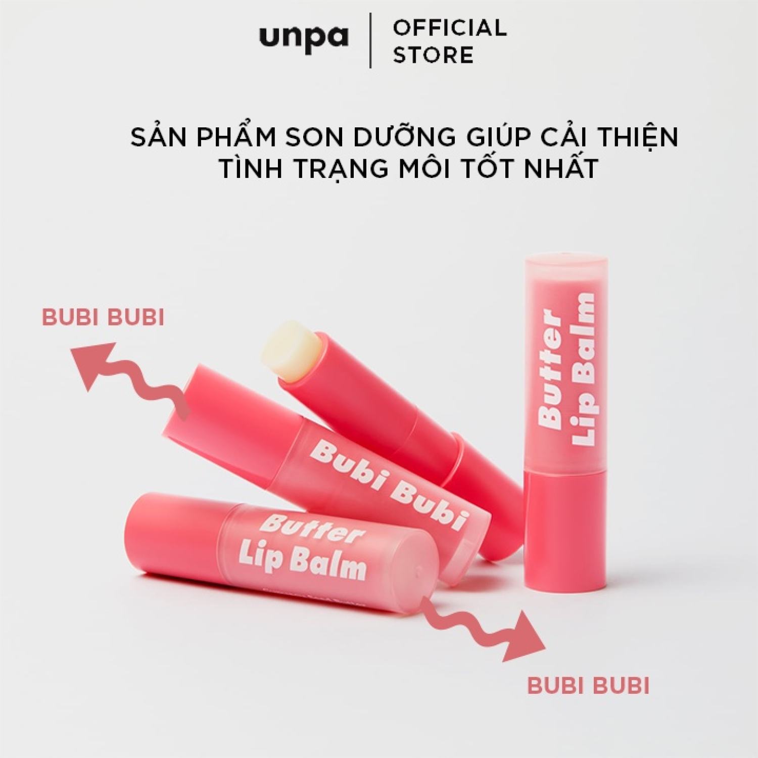 Combo gel tẩy tế bào chết môi và son dưỡng môi làm hồng và căng mọng môi Unpa Bubi Bubi Lip Scrub 10ml + Unpa Bubi Bubi Lip Balm 3.8g