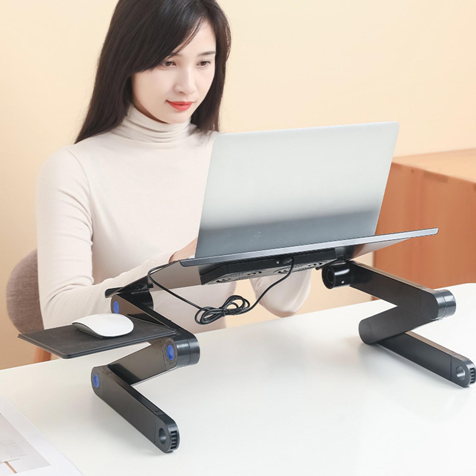 Adjustable Laptop Stand with Cooling Fans Removable Mouse Pad Portable Notebook Stand Foldable Computer Riser