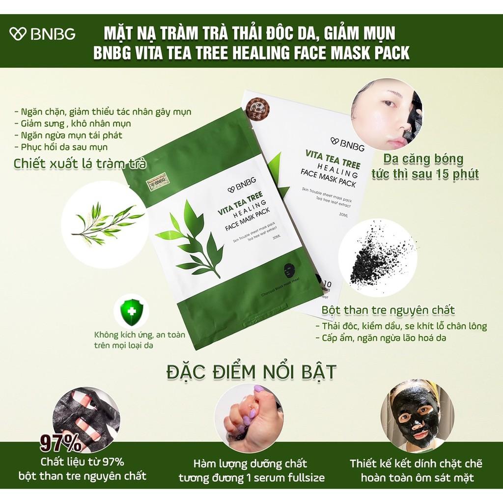 Combo 5 Mặt nạ thải độc chiết xuất tràm trà BNBG Vita Tea Tree Healing Face Mask Pack 30ml x 5