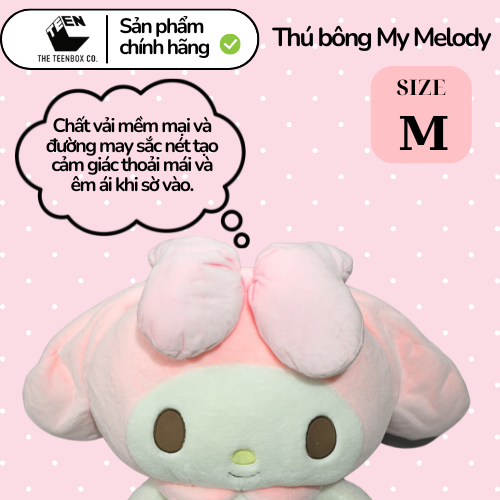 Thú bông My Melody  M, Gấu Bông Sanrio Chính Hãng, Quà tặng đáng yêu, Sản phẩm chính hãng, Phân phối bởi Teenbox