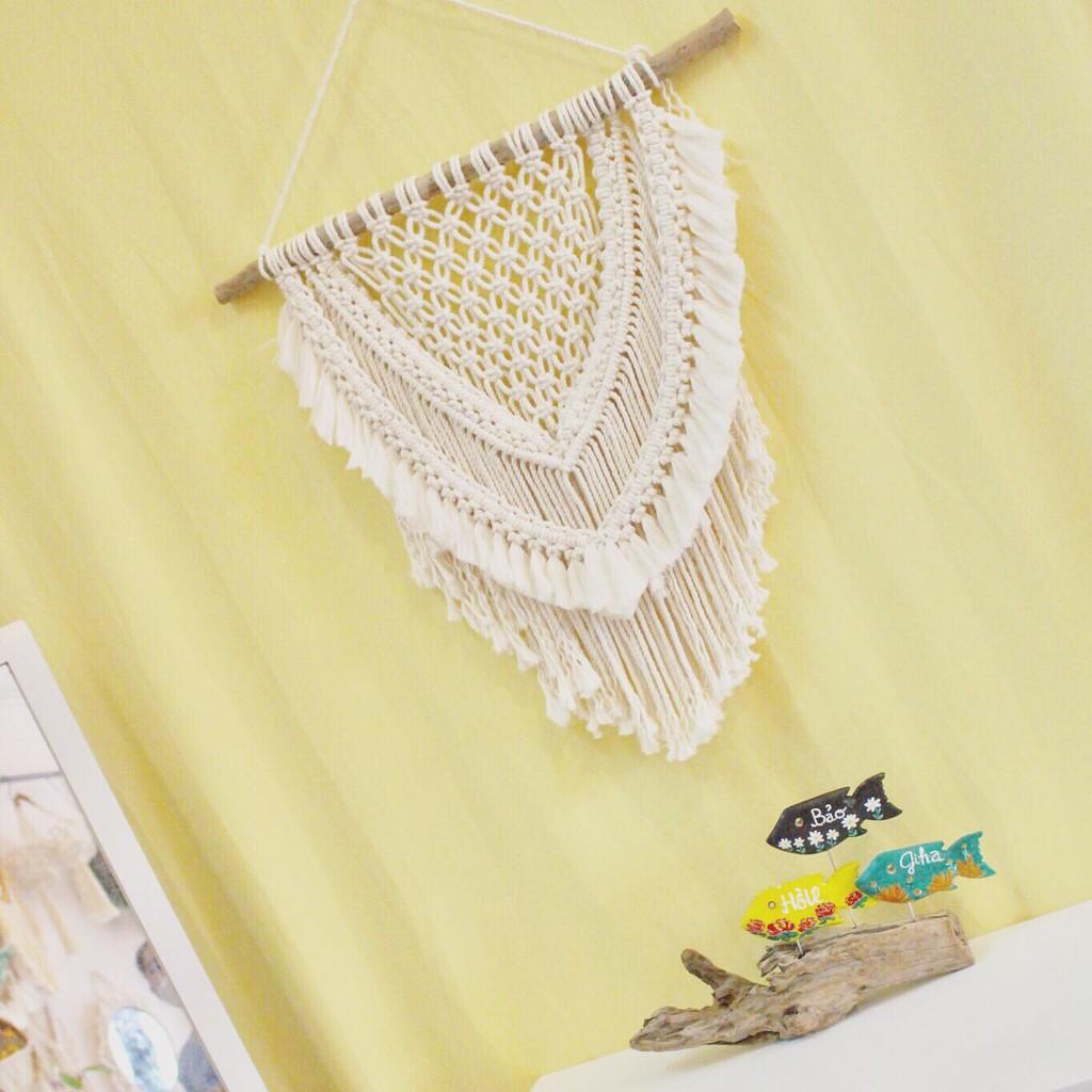 Phụ kiện trang trí treo tường macrame Boho - Ảnh thật- có làm kích thước và màu sắc theo yêu cầu