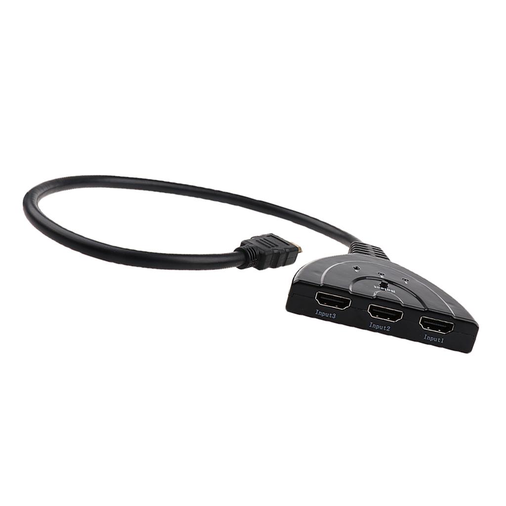 3 Port HDMI 1080P 3D Switcher Splitter Hub Box Pigtail Cable for HDTV