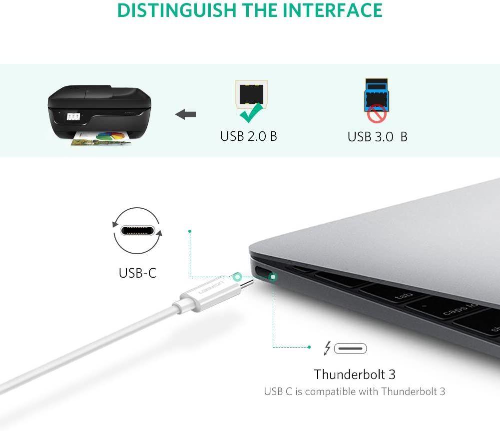 Ugreen UG50446US241TK 2M màu đen cáp USB type C ra Type B 2.0 Printer Scanner - HÀNG CHÍNH HÃNG