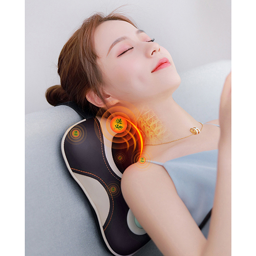 Máy (Gối) Massage Đấm Bóp Cổ Vai Gáy Nikio NK-136AC - Con Lăn 3D Xoa Bóp Chuyên Sâu Kết Hợp Hồng Ngoại Trị Liệu Đau Mỏi Cổ, Hỗ Trợ Mát Xa Lưng - Tặng Kèm Cáp Dùng Trên Ô Tô