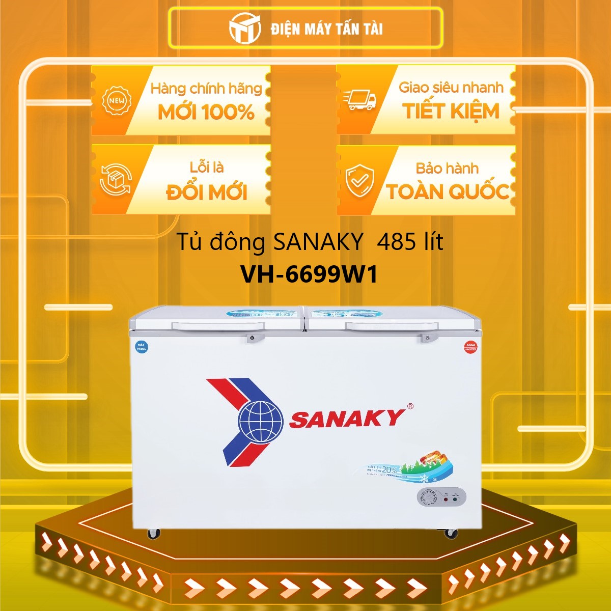 Tủ Đông Dàn Đồng Sanaky VH-6699W1 ( 2 Chế Độ Đông, Mát) (690L) - Hàng Chính Hãng