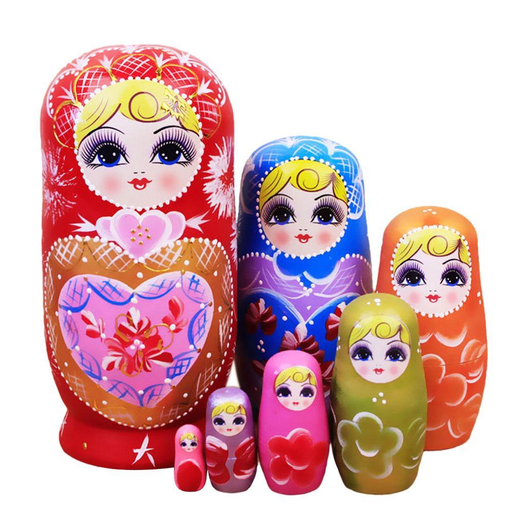 Girl Wooden Russian Nesting Dolls Kit Nested Matryoshka Toy