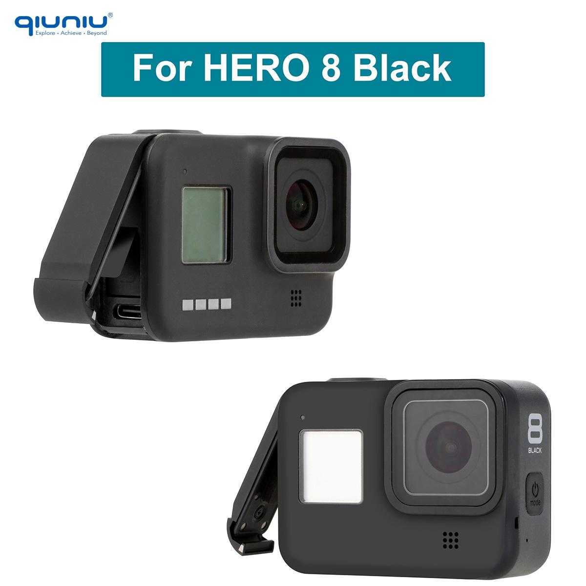 Qiuniu 10m Nắp bên không thấm nước cho GoPro Hero 8 Đen hoặc 9 10 11 Cửa thay thế màu đen cho phụ kiện Go Pro Phụ kiện cửa pin