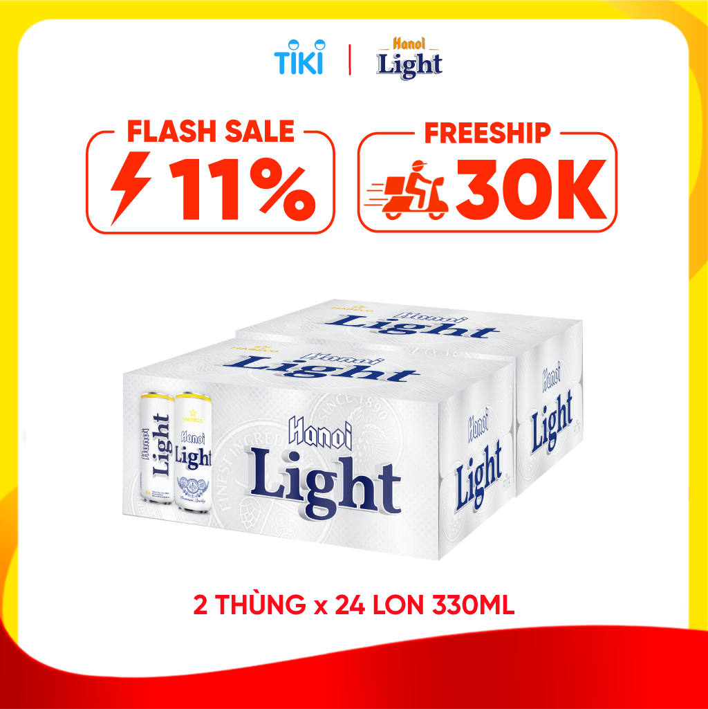 Combo 2 Thùng Bia Hanoi Light - Thùng 24 lon 330ml