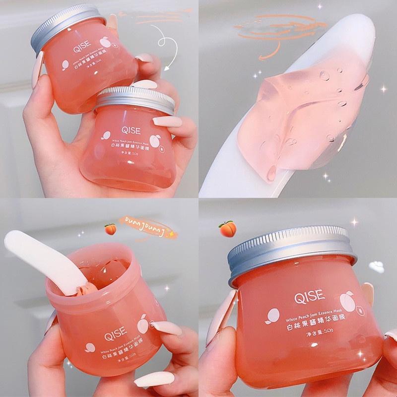 Mặt nạ đất sét QISE tinh chất mứt đào trắng giảm mụn đầu đen kiềm dầu dưỡng trắng 50G